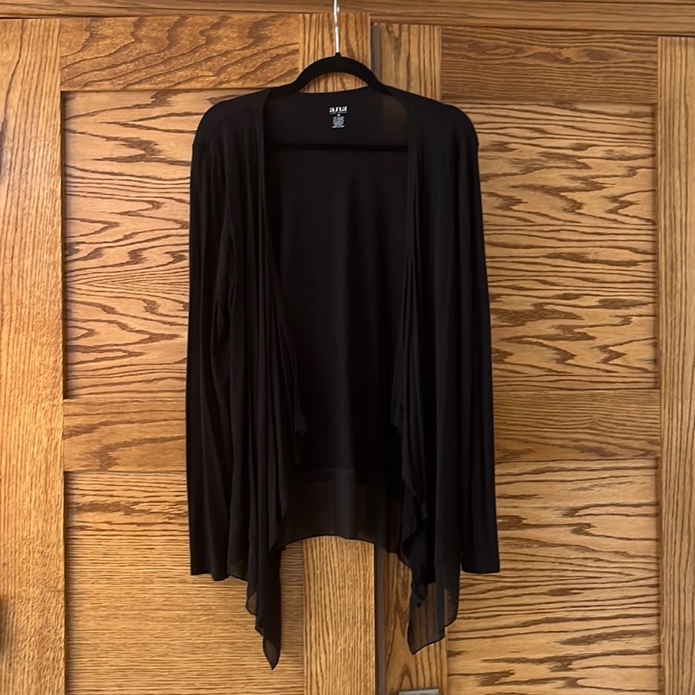Ana Black Cardigan Top, Size Medium